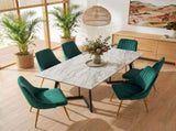 Marbleous Green Velvet Dining Set V264-DNT-413C-WHE-DNC-414V-GRN-6