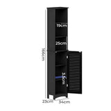 Levede Tall Bathroom Cabinet Storage 166cm Tallboy Cupboard Adjustable Shelf BATH1015-BK-AU