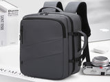 Grey Premium Business Expandable Travel Backpack with External USB Charging - 20-35L Large-Capacity V888-ELOSUNG42721