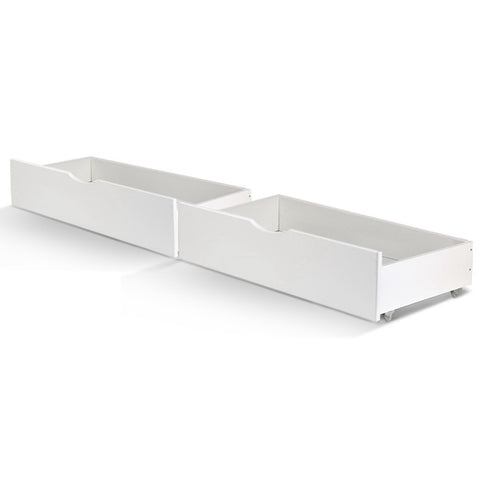 Artiss 2x Bed Frame Storage Drawers Trundle White WBED-D-DRAW03-WHX2