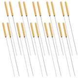 1 set of wooden handle stainless steel barbecue grill - heavy-duty barbecue meat fork for grilling V1366-AZ2-W-13460