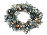 Jingle Jollys 60cm Christmas Wreath with LED Lights Snowy Garland Xmas Decor XM-TR-WRE-2FT-FROST-LED