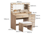 Levede Dressing Table Stool Set Oak VM1022-OA