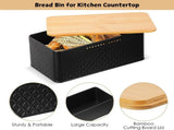 CARLA HOME Bread Bin with Bamboo Lid used as Chopping Board for Kitchen Countertop LSB-36093