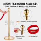 Stanchion Post with Velvet Rope, 4-Pack Crowd Control Stanchion with 3PCS 5FT Red Velvet Ropes, V952-QTGLZJSBXGKT8MRTBV0