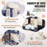 Cat Tree 143 cm Cat Tower with Cat Condo Sisal Scratching Post Dark Grey V952-DXSMS6C1FSH0P76KKV0