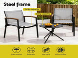 Gardeon 3PC Outdoor Bistro Set Table and Chairs Steel Dining Chair Patio Furniture Textilene ODF-BISTRO-TEX-GE