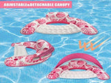Adult Pool Floating Bed with Canopy Upgraded Large Space, Adjustable Shade, Ergonomic Headrest, V1232-ZYPZY001