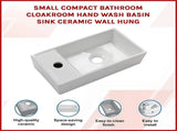 Small Compact Bathroom Cloakroom Hand Wash Basin Sink Ceramic Wall Hung V63-952321