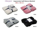 Harper Supremely Soft Fleece Extra Large Throw / Single Sized Blanket 200 x 150 cm Black V442-YTL-THROW-3177HARPER-BLACK-RE