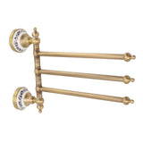 Swivel Towel Bar Antique Brass Towel Rack Rotated Towel Hanger Holder for Bathroom Three Rods V1294-YM0706-3112230060412
