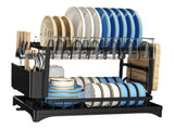 Dish Drying Rack for Countertop Aluminum 2 Tier Dish Rack with Drainboard and Utensil Holder for V1294-YM0710-3118230365911