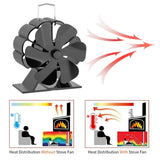 6 Blades Wood Stove Fan Heat Powered Fireplace Fan Warm/Heated Eco Stove Fan for Wood Burning Log V1370-AZ4-20300