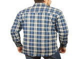 Jacksmith Quilted Flannelette Shirt Mens Jacket 100% Cotton Padded Warm Winter Flannel - Navy/Light V563-WS59-149-S