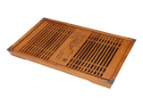 Kungfu Tea Tray Chinese Gongfu Tea Tray Drainage Water Storage Wood Tea Table with Drain Pipe Yellow V1294-YM0703-3118230040211