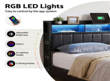 Artiss Queen Bed Frame with Storage Headboard, 2 Drawers, Charging Station& LED Light BFRAME-J-MAXWELL-Q-BK-AB