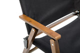 Bamboo Canvas Foldable Outdoor Camping Chair Wooden Travel Picnic Park - Black V563-75622-BLACK
