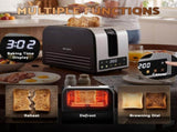 Devanti 2-Slice Toaster, LED Display 3.5cm Wide Slots 6 Browning Levels TOASTER-2S-SS-BK