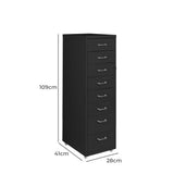 Levede 8 Drawer Office Cabinet Drawers Black HO0403-8-BK
