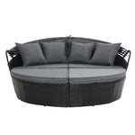 Gardeon Sun Lounge Setting Wicker Lounger Day Bed Outdoor Furniture Patio Black ODF-SUNBED-180-BK-ABC