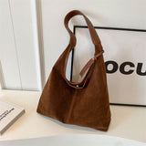 Leather Hobo Bags for Women Brown Suede Purse Slouchy Tote Bag Suede Tote Bag Fall Winter V1107-LEATHER HOBO BAGS-BROWN