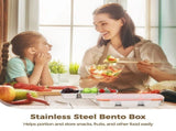 4PCS 304 Stainless Steel Bento Boxes Set, 3-Compartment, 20.29 fl oz, Leak-Proof, Divided Food V1369-AZ3-W-08743