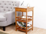 P&P Bamboo Bedside Table Nightstand Smooth Storage Side End Table with Drawers for Small Spaces V767-XJJ227-M-G2