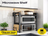 3-Tier Microwave Stand Oven Rack Height Adjustable and Extendable Stainless Steel Kitchen Storage V985-MICROWAVESHELF