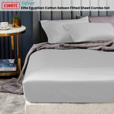 Ramesses 1500TC Elite Egyptian Cotton Sateen Fitted Sheet Combo Set Silver Double V442-KIT-FITTEDSS-1500TCEGYPTIANC-SILVER-DS