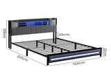 Levede Queen Bed Frame with Storage Headboard RGB LED BF1067-Q