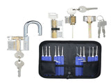 17 PCS Lock Picking Set with Storage Bag 4 PCS Visible Practice Lock Set Transparent Padlock V1294-YM0901-H31152