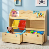 Keezi 3 Tiers Kids Bookshelf Storage Children Bookcase Toy Box Organiser Display FUNKI-K-TO-3058-B-NT