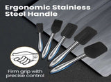Gourmet Easy 5pcs Silicone Spatula Set, Heat Resistant with Stainless Steel Handle V1376-UTEN5BLK