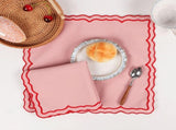 Scalloped Embroidery Cloth Napkins Set of 4 Cotton Napkins for Potluck Party Wedding Table Decor V1192-AZ-W-6585