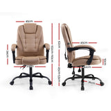 Artiss Massage Office Chair Executive Computer Gaming Chairs Brown PU Leather Espresso MOC-09M-2P-EP