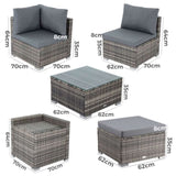 Large Modular Outdoor Ottoman Lounge Set in Grey V264-OTF-509S-541S-LGR