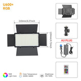 HridZ u600rgb RGB LED Video Dimmable Bi-Color, Adjustable RGB, Remote-Controlled Studio V571-HZURGBCOLOR-U600