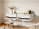 Levede 2 Floating Bedside Tables Side Table Storage Nightstand Bedroom Cabinet NI1080-WH-AU