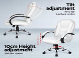 Artiss Computer Desk 120cm Executive Office Chair Set PU Leather High Back White FURNI-O-DESK-CHAIR-9127-WH