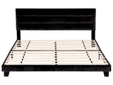 Artiss King Bed Frame Upholstered Platform Base with Geometric Headboard Black Velvet BFRAME-H-HUSH-K-BK-ABC
