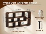9 Compartment Wood Display Shelf, Floating Wall Mounted Shadow Box Showcase for Crystals, Perfume, V1366-AZ2-W-14879
