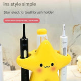 Star Electric Toothbrush Holder and Ceramic Lotion Bottle Set - Yellow Plastic Toothbrush Organizer V888-ELOSUNG56112