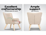 Artiss Armchair Set with Ottoman Beige Lansar UPHO-B-ARM05STO-BG