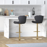 SERENIT Swivel Bars Set of 2 Counter Height Barstools with Back Velvet Upholstered Adjustable V255-GP2210R-BLACK