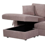 5-Piece Pink Modular Corduroy Sofa with Storage Chaise V43-SOF-IRS-PK