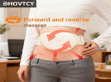 White abdominal massage belt, heat therapy massage, kneading massager, stress relief wellness, V1347-110-94494