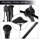 Ultra-Portable Folding Stool with Adjustable Height, Featherlight 340g Design, Load-Bearing 125kg, V1341-ZY-4NMA8KDD-BLACK