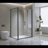 Adjustable 1500x800mm Single Door Corner Sliding Glass Shower Screen in Black V63-846151