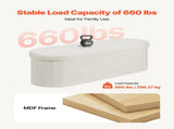 Oval Storage Ottoman Bench, Foldable Teddy Fleece End of Bed Bench, Folding Upholstered Bed Ottoman V952-BYWSZYKZDK40BI0GO001V0