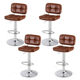 Artiss 4x Bar Stools Kitchen Swivel Gas Lift Counter Chair Tuft PU Leather Brown BA-K-778-BRX4